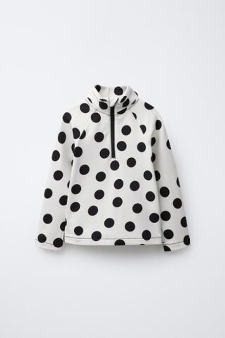 ZARA ФУТБОЛКА В ГОРОШЕК, ЭКРЮ