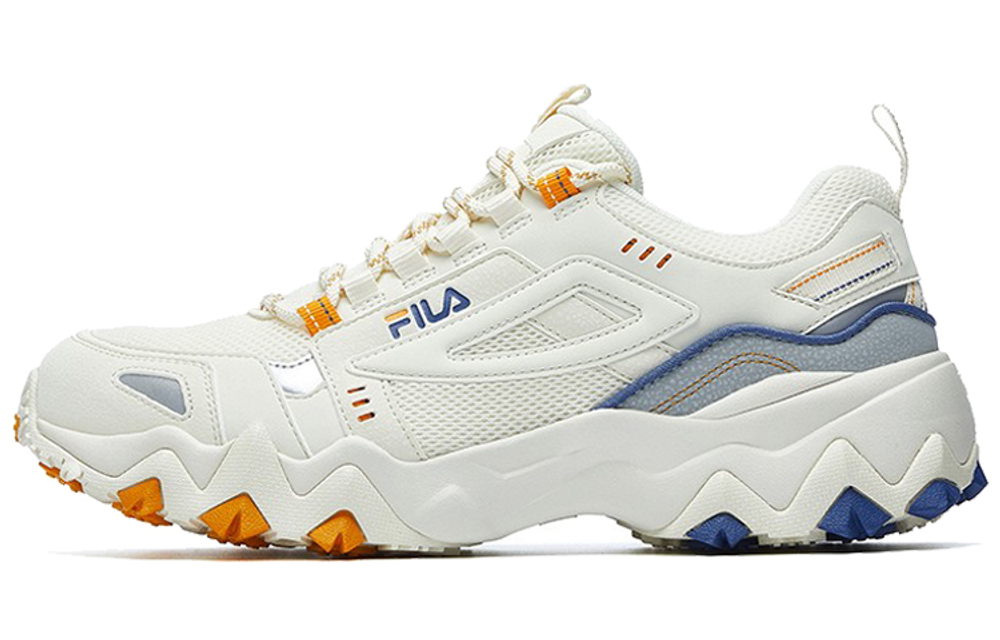 FILA Oakmont fabric retro non-slip breathable low-top sports casual shoes men's yellow, white and blue