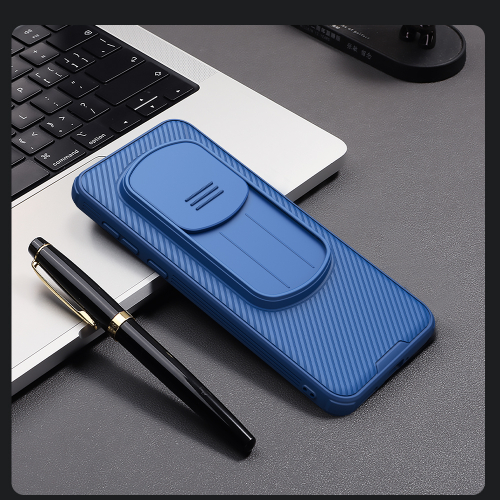 Чехол синего цвета от Nillkin с сдвижной шторкой для камеры для Honor Magic 7 Pro, серия CamShield Pro