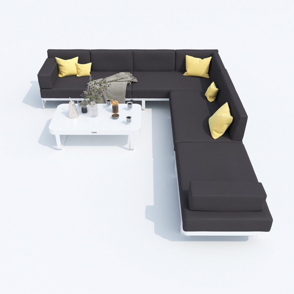 Лаунж зона угловая Ideal Patio ТЕСОРА антрацит - белый каркас