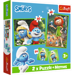 Puzzles - "Puzzle 2w1 + memos" - Smurfs have fun / The Smurfs _FSC Mix 70%