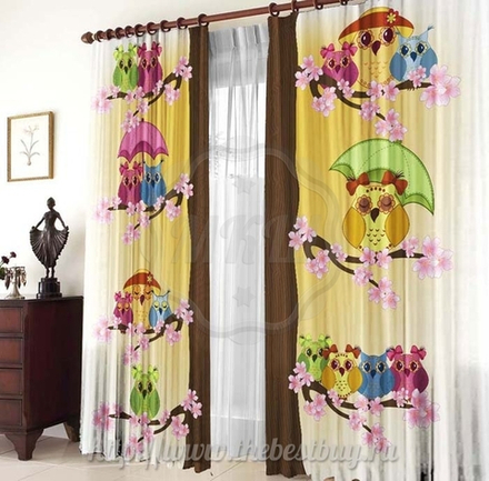 Фото-шторы: Совята (арт. L20-1341)  -  (145х270)х2 см.