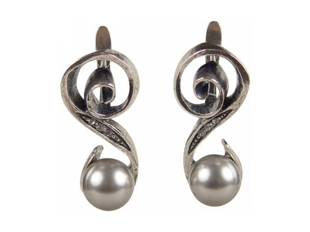 "Жан-Лу" серьги в серебряном покрытии из коллекции "Спирали" от Jenavi  с английским замком