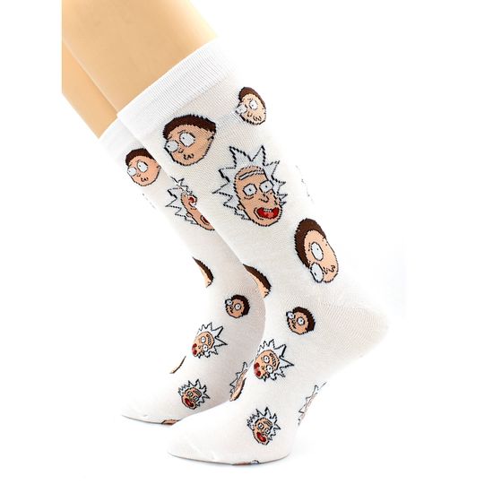 Носки с принтом "Рик и Морти" белые Hobby Line