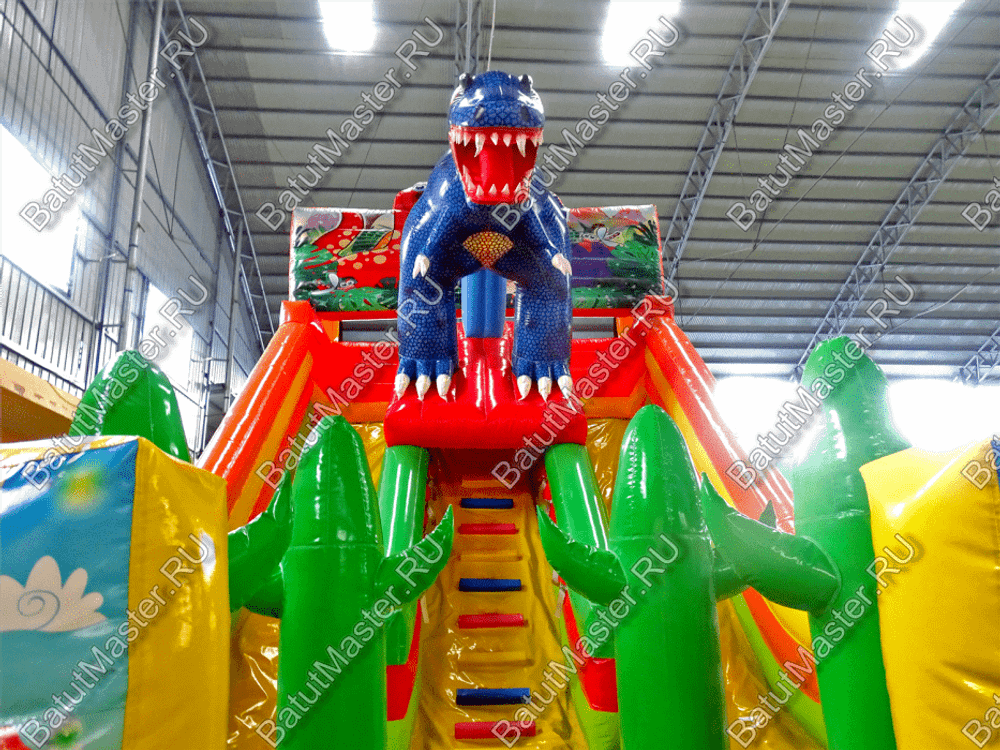 Детский надувной батут-горка "Зов динозавра", 10*5*7 м