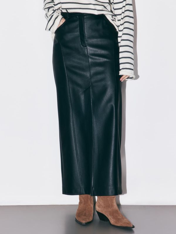 Юбка миди из эко-кожи 