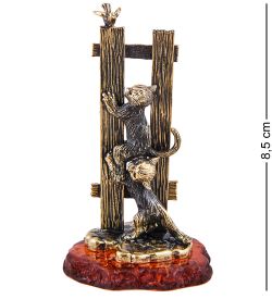 Народные промыслы AM-3672 Фигурка «Коты на заборе» (латунь, янтарь)