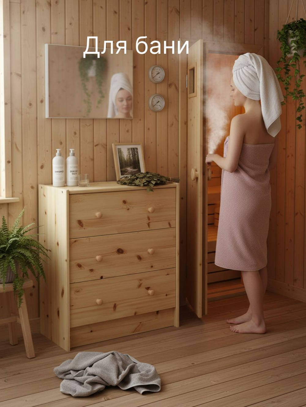 Комод, 68х30х62, Раст, с ящиками, для одежды и игрушек, в прихожую и спальню, из массива сосны, IKEA