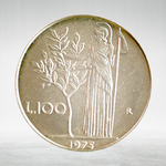 Italy 100 Lire 1975 R "Minerva Standing – Large Type", AU