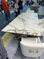 Стол DT9305CI (200-300) белый керамика KL-188/золотая пудра