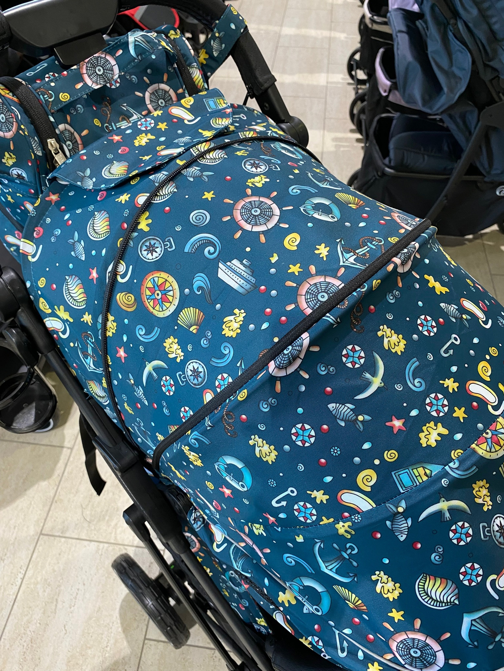 Коляска прогулочная Babalo 2023 океан черная рама