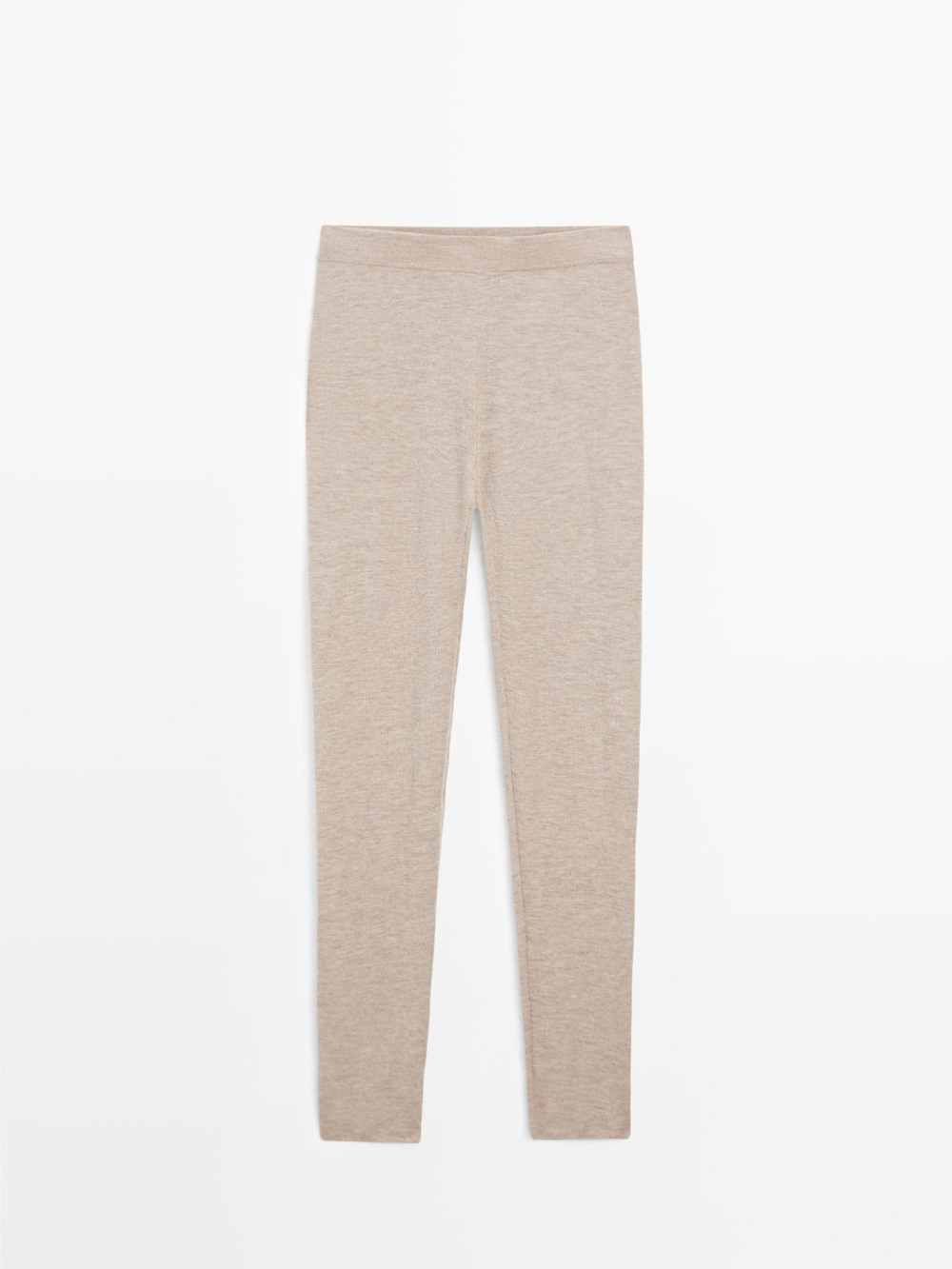 Massimo Dutti Легинсы из 100% кашемира - Limited Edition, светло-коричневый