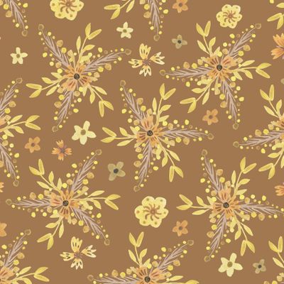 Жёлтые цветы на коричневом фоне