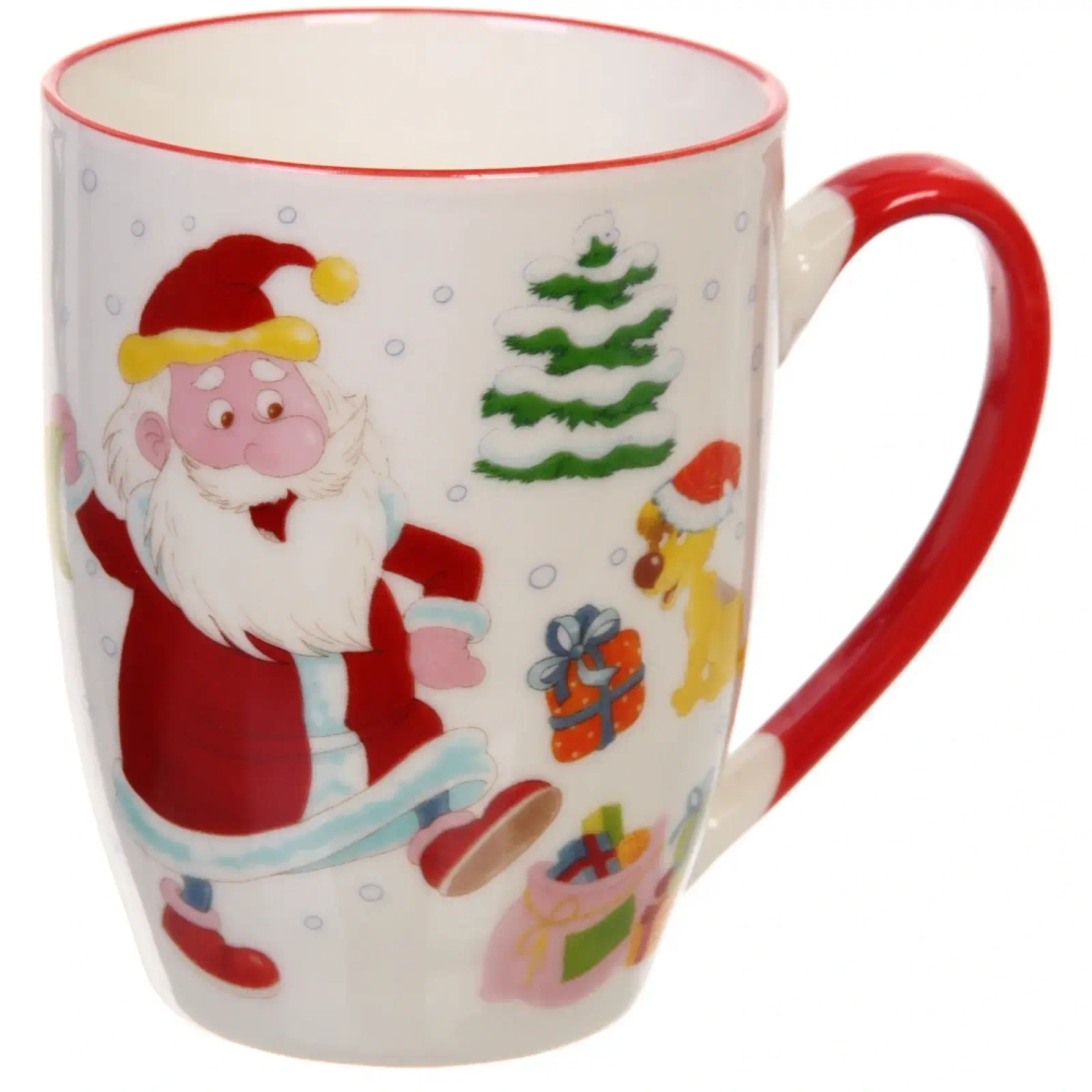 Набор посуды керамической «Дед Мороз с подарками» (кружка 330мл+салатник 13см+тарелка 20см+тарелка 25см)