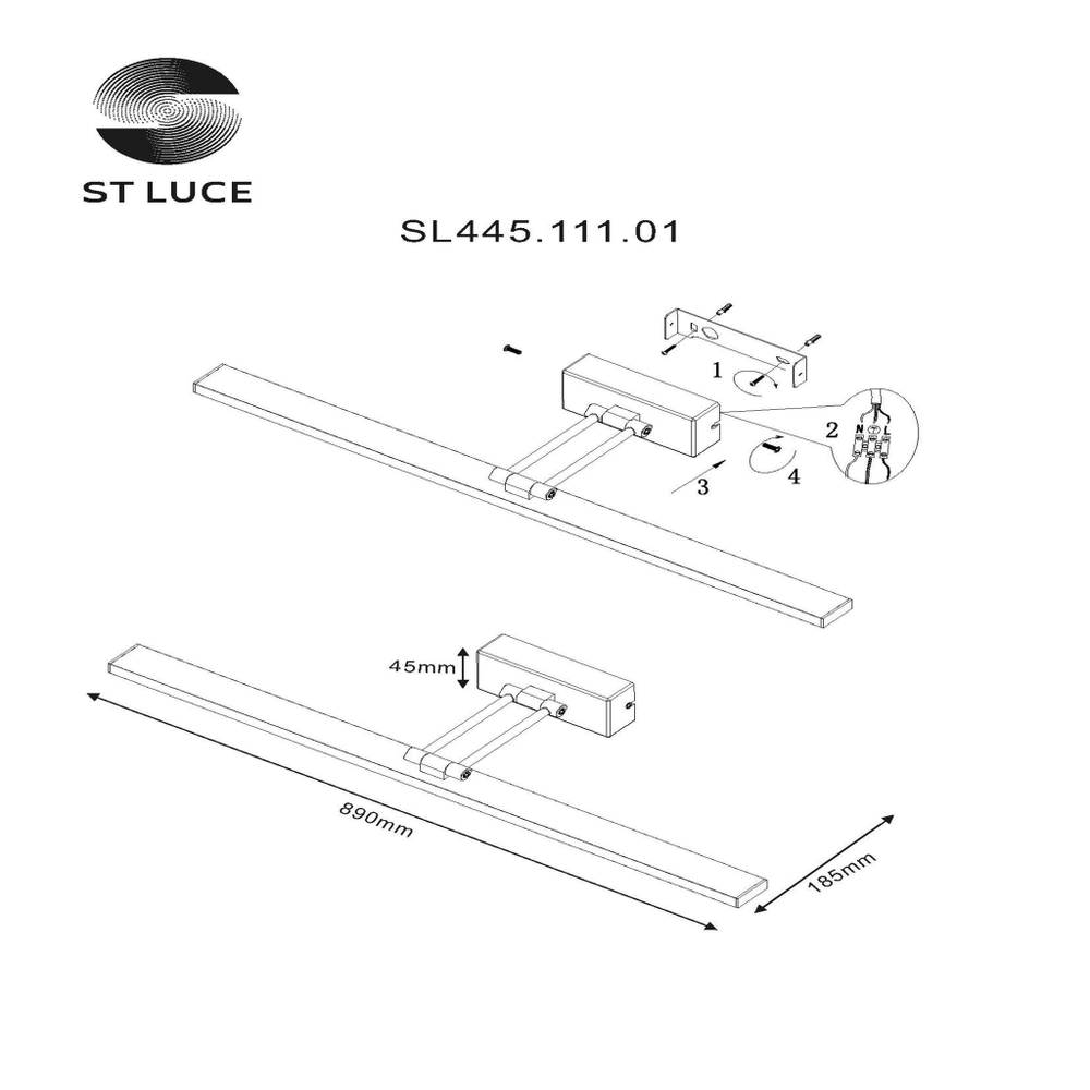 SL445.111.01 Подсветка для картин ST-Luce Хром/Хром LED 1*18W 4000K