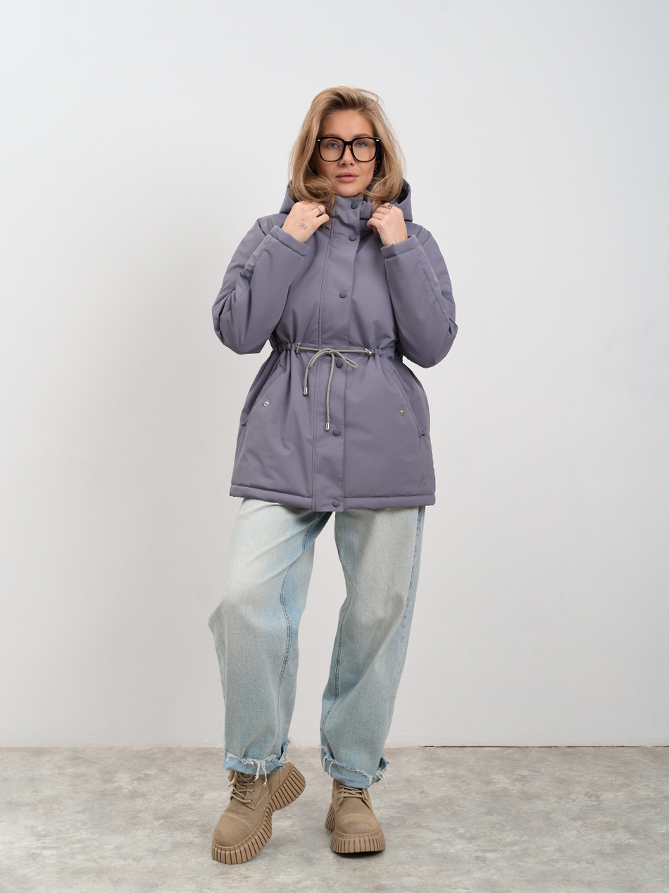 Парка  женская демисезонная "Апрель" серый
