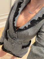 Жакет серый с черным кружевом