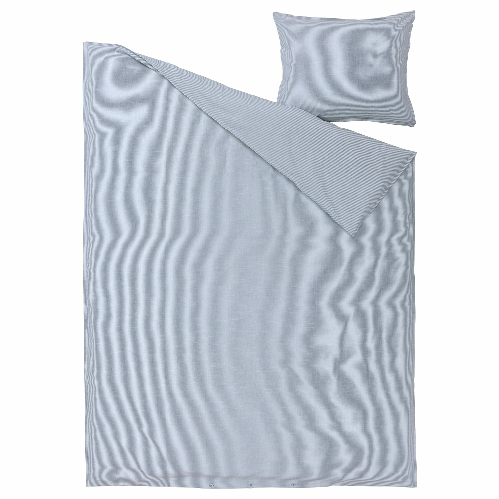 Комплект постельного белья IKEA BERGPALM (БЕРГПАЛМ), Односпальный, Голубой, 150x200, 50x80 см