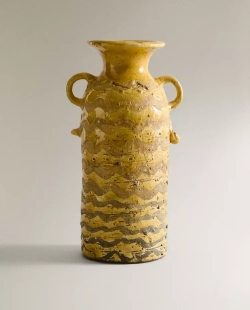 ZARA HOME УДЛИНЕННАЯ ВАЗА ИЗ КЕРАМИКИ, ЖЕЛТЫЙ