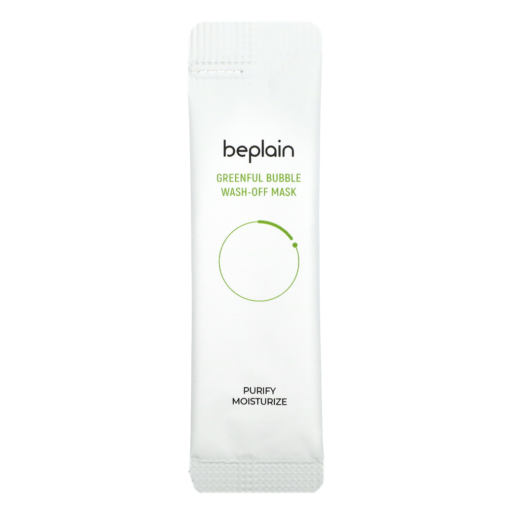 Beplain, Greenful Bubble смываемая маска для лица, 12 шт. По 5 г