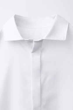 ZARA РУБАШКА ИЗ РЕЛЬЕФНОЙ ТКАНИ, БЕЛЫЙ