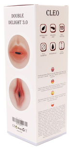 Двусторонний мастурбатор в колбе Cleo - вагина и ротик (Цвет: телесный)