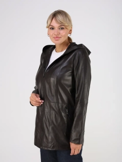 Кожаная куртка демисезонная с капюшоном