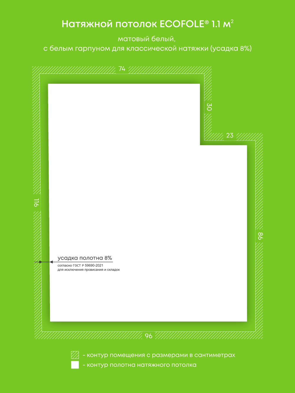 Натяжные потолки 15.4 м2, 2.9 м2, 1.1 м2