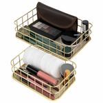 Органайзер для косметики корзинка 2 штуки из металла MONTE VITA, 24х16х6,3 см + 17х12х6 см, золото, 272483