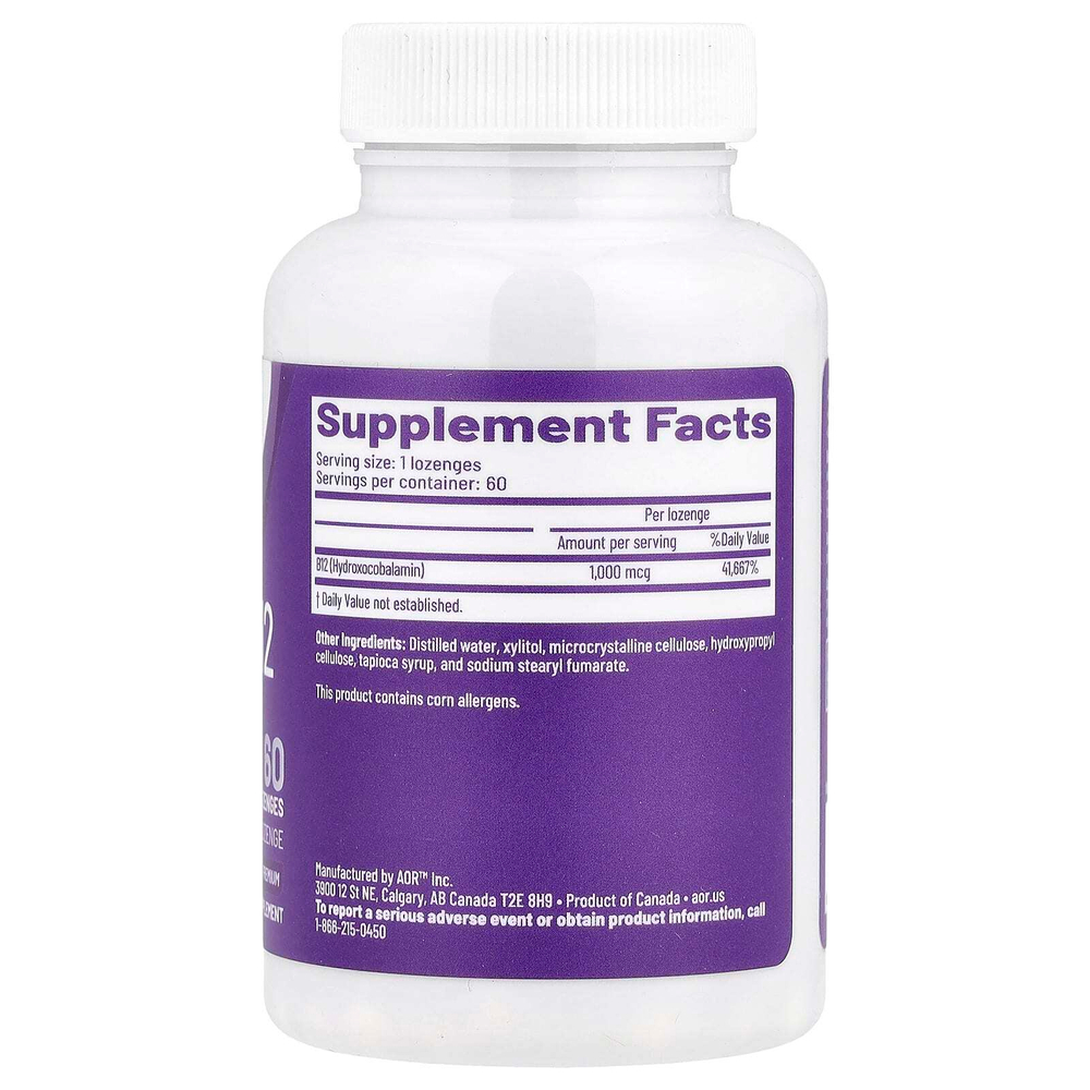 Advanced Orthomolecular Research AOR, Hydroxy B12, 1000 мкг, 60 пастилок