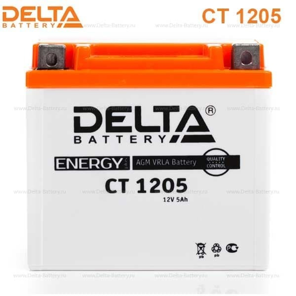 Аккумулятор Delta CT 1205 (12V / 5Ah) [YT5L-BS, YTZ7S, YTX5L-BS]