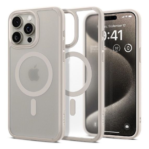 Чехол Spigen Ultra Hybrid MagFit для iPhone 15 Pro Max (ACS07210) cерый