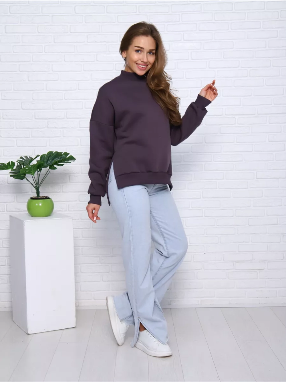 Свитшот утепленный базовый оверсайз