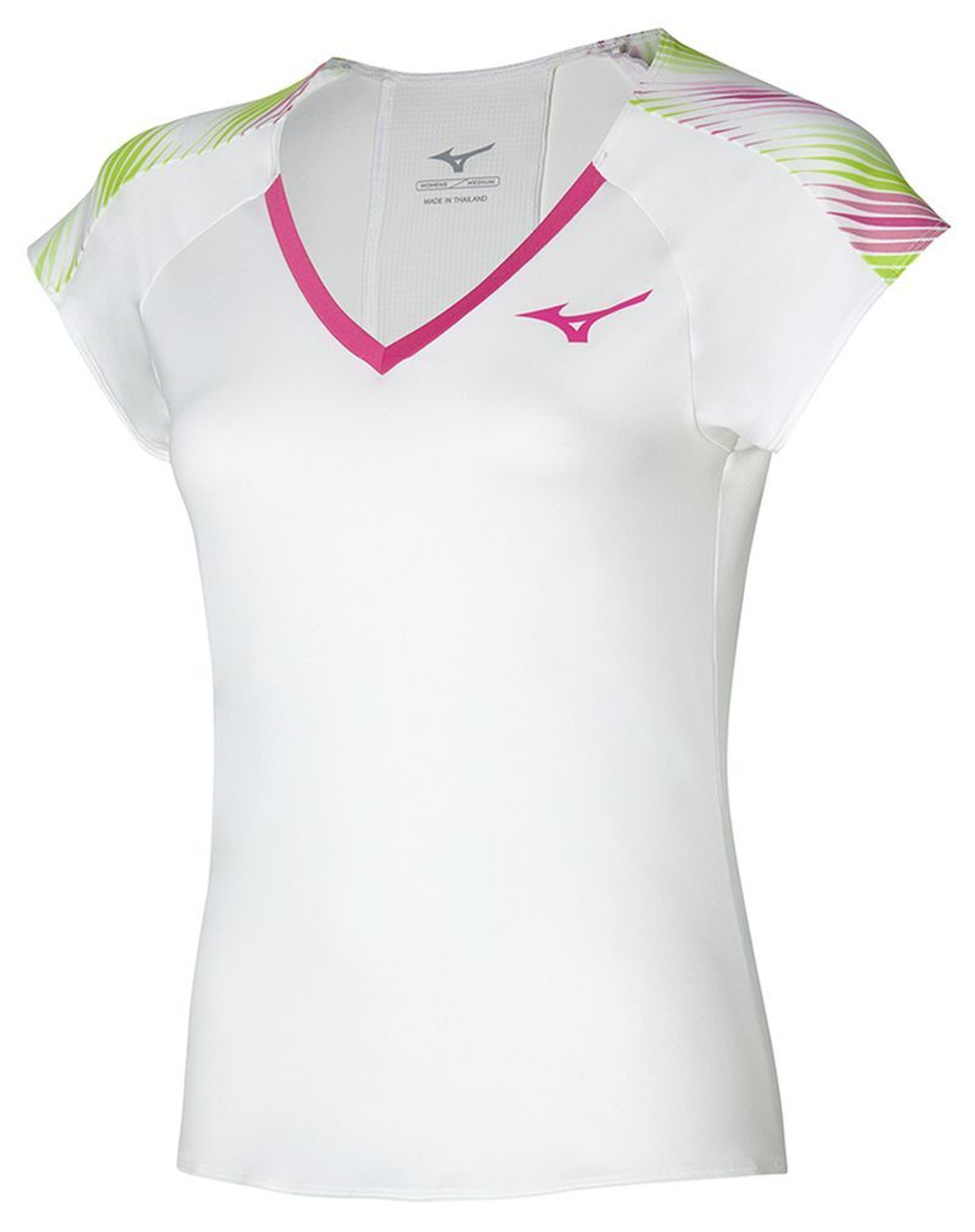 Женская теннисная футболка Mizuno Printed Tee - white/fuchsia