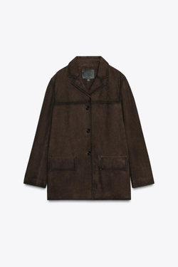 ZARA БЛЕЙЗЕР ИЗ 100% ЗАМШИ — LIMITED EDITION, ШОКОЛАДНЫЙ