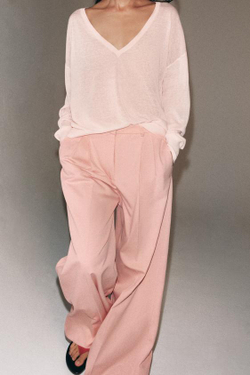 ZARA БРЮКИ WIDE-LEG С ЗАЩИПАМИ — ZW COLLECTION, ПАСТЕЛЬНО-РОЗОВЫЙ