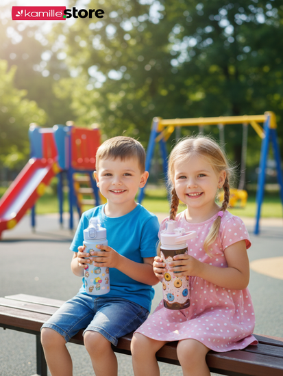 Термос детский 600 мл. с трубочкой Kamille KM 2164 с 3D рисунком