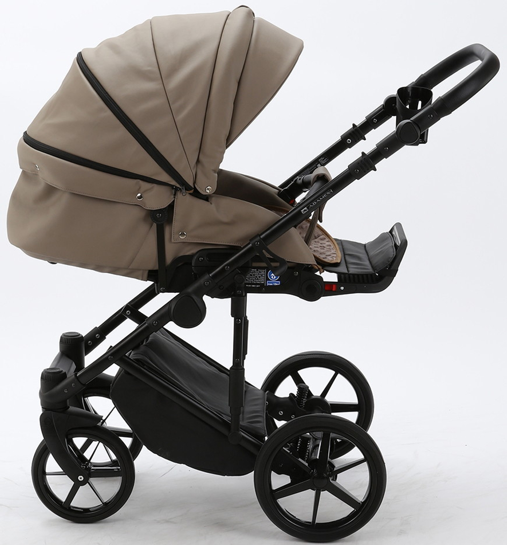 Детская коляска Adamex Zico Deluxe 3 в 1 Z-SA09 ТЕМНО-БЕЖЕВАЯ КОЖА