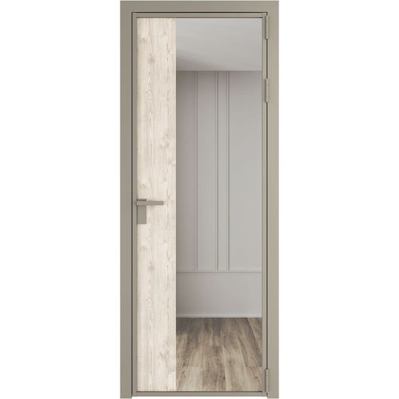 Алюминиевая дверь 7AG никель матовый остеклённая со вставкой