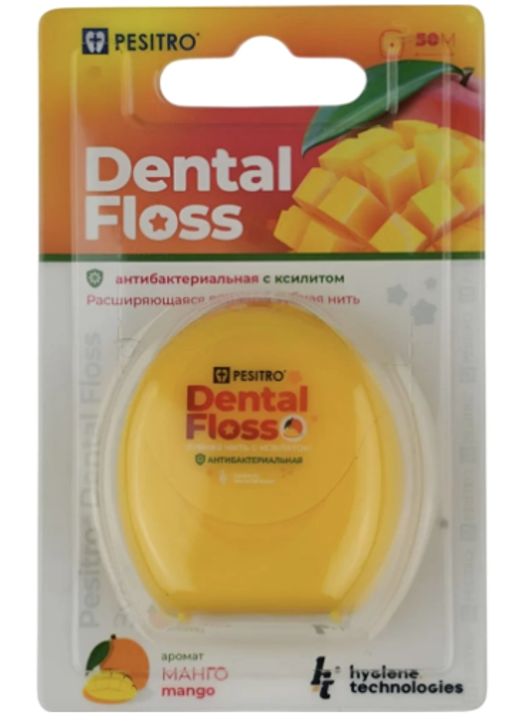 Pesitro Dental Expanding Floss, зубная нить с ароматом манго