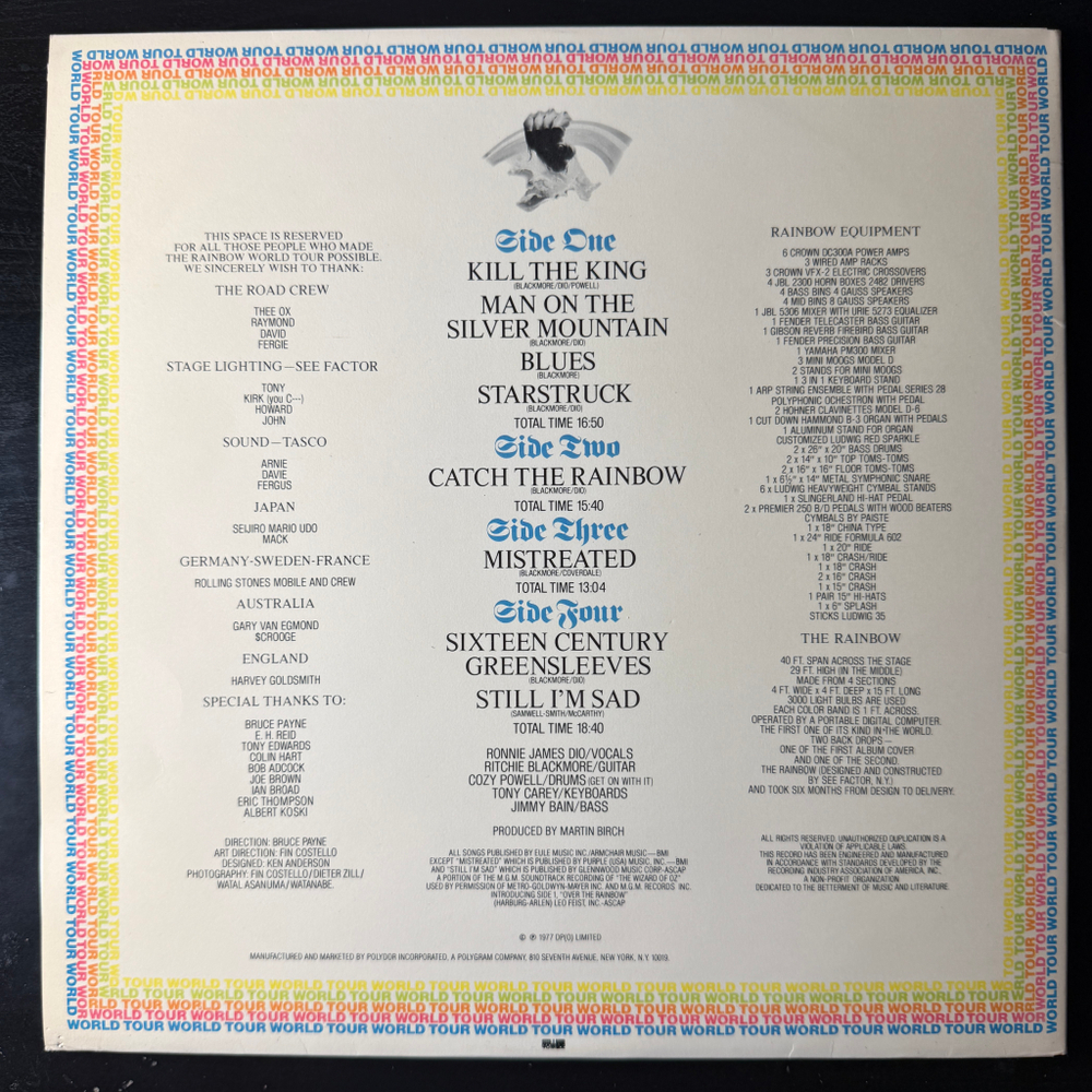 Rainbow ‎– On Stage 2LP (Скандинавия 1977г.)