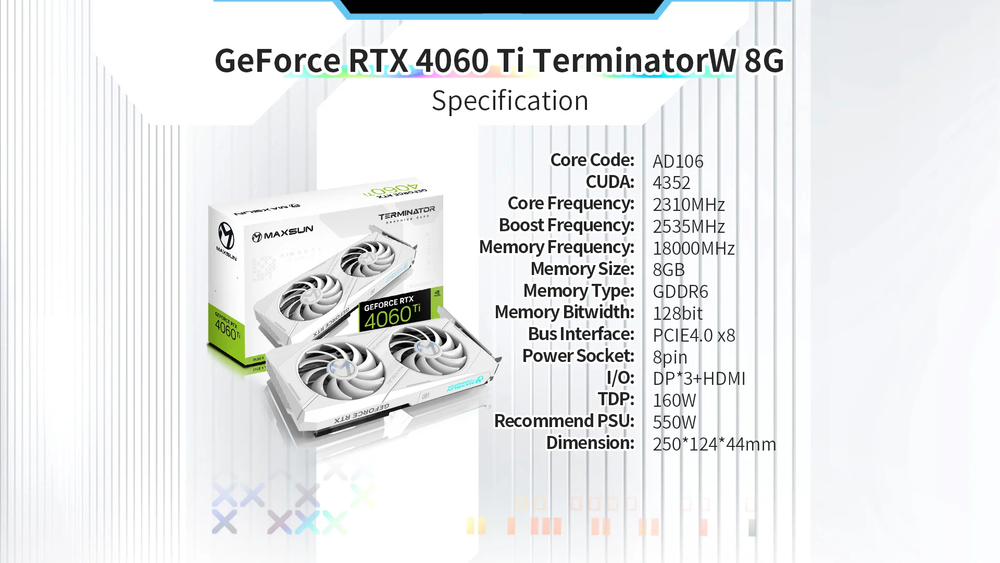 Видеокарта Maxsun MS-RTX4060Ti (Terminator W 8G)