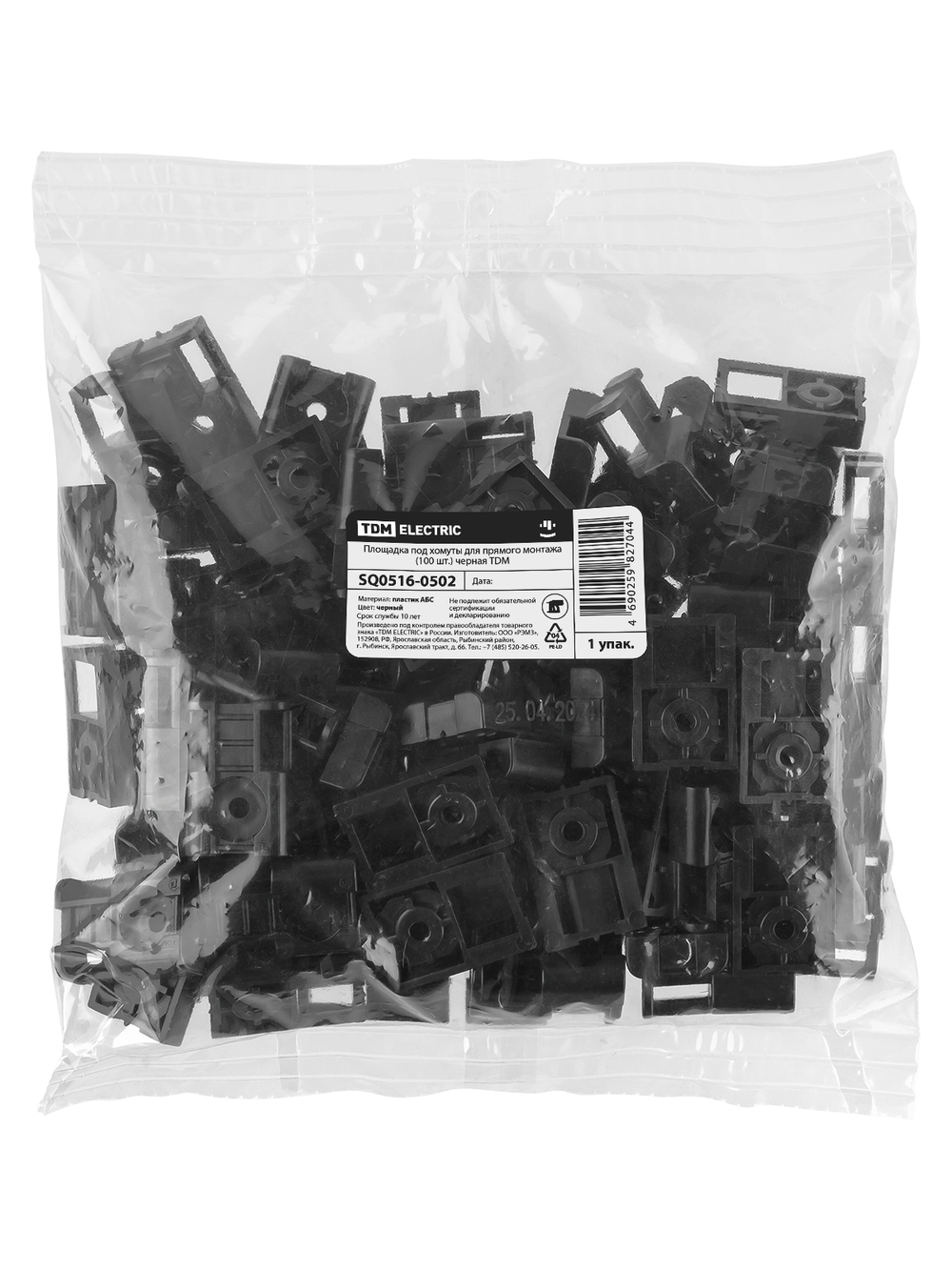Площадка под хомуты для прямого монтажа (100 шт.) черная TDM