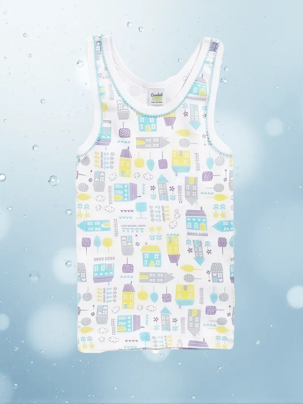 К 1066/мятная конфета город майка для девочки