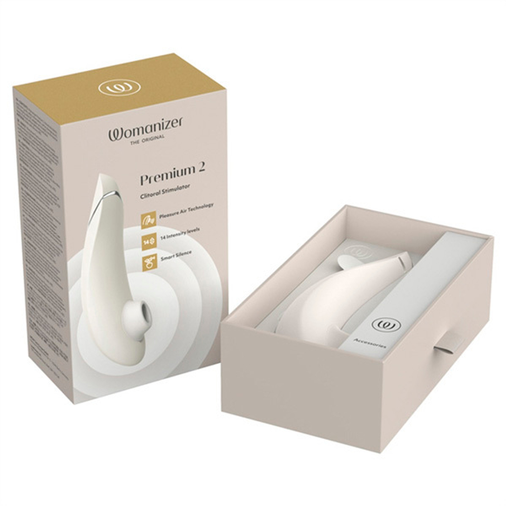 Серый вакуумно-волновой клиторальный стимулятор Womanizer Premium 2 Gray WZ212SG8