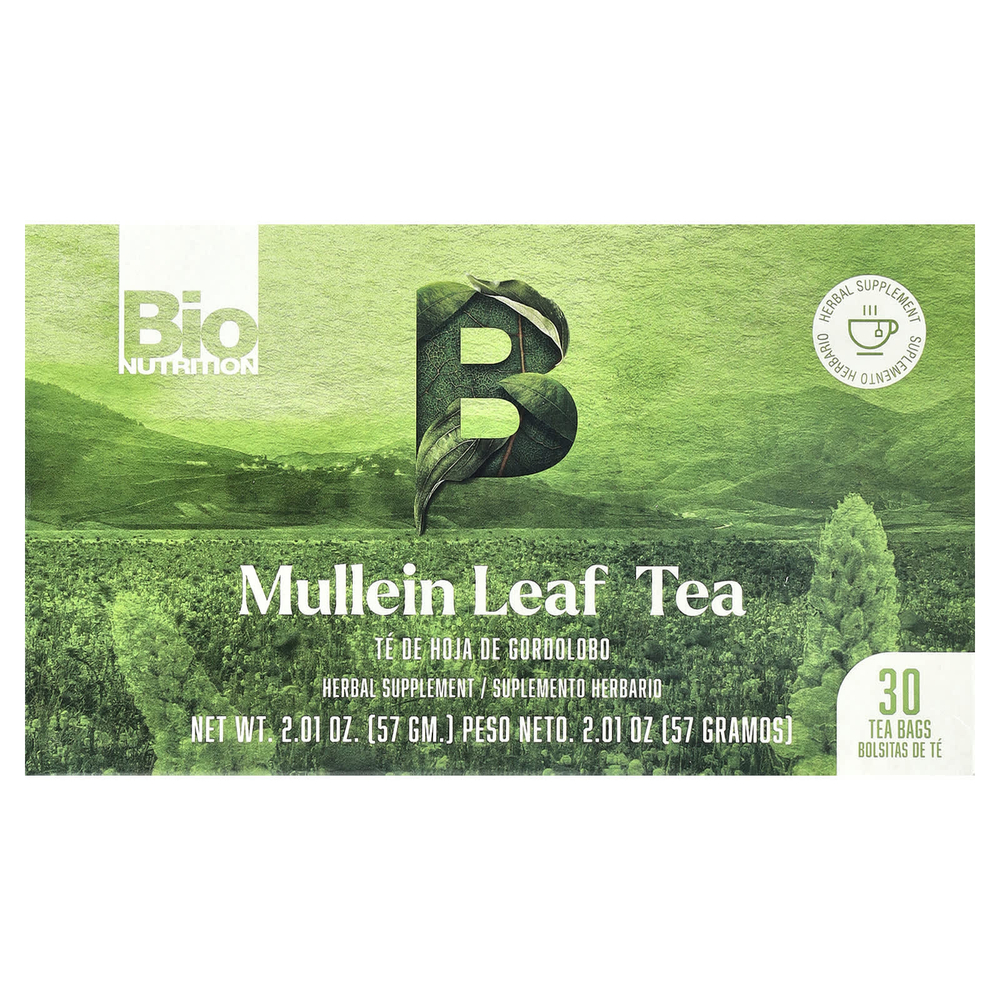 Bio Nutrition, Чай из листьев коровяка, без кофеина, 30 чайных пакетиков, 57 г (2,01 унции)