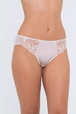 Трусики-слипы со вставками из вышитой сетки (Размер: 50) (Цвет: пудровый)