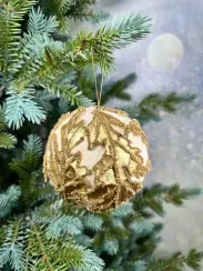 Винтажный шар Версаль 13 см., белый, Christmas DeLuxe (86613)