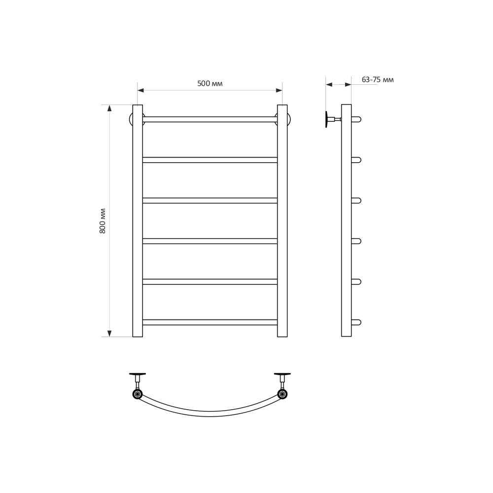 Полотенцесушитель MIXLINE CAPELLA  80х50 (1/2'' ВР, 6 перекладин) водяной