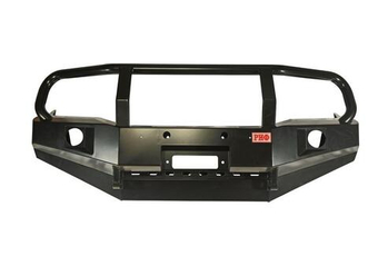 Передний силовой бампер РИФ для Toyota HILUX VII с 2011- (2ой рестайлинг) с доп. фарами, защитной дугой и защитой бачка омывателя.